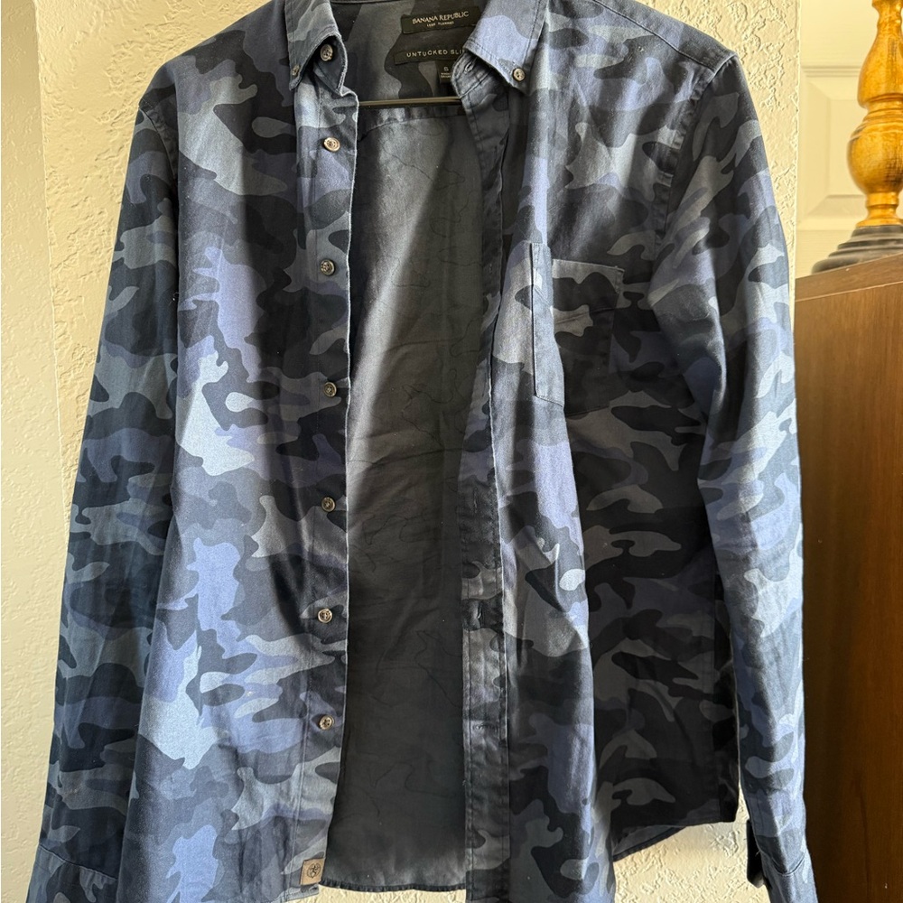 Banana Republic Blue Camouflage Shirt Jacket